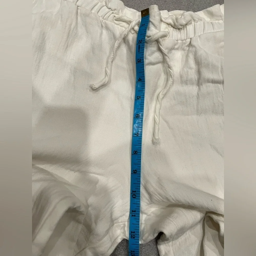 [S]Zara White Linen Blend Drawstring Jogger Pants Slouchy relaxed Gauze - Picture 5 of 8